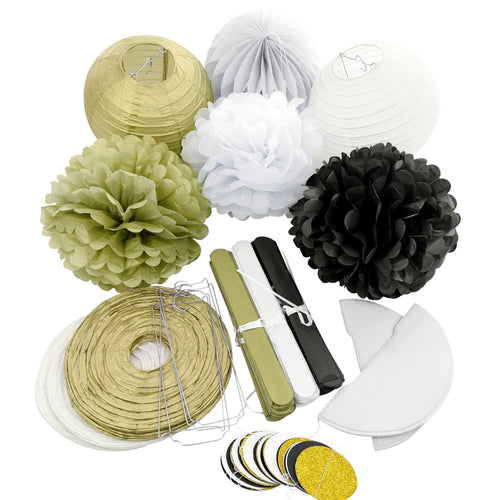 22 PCS Black and Gold Party Decoration Set