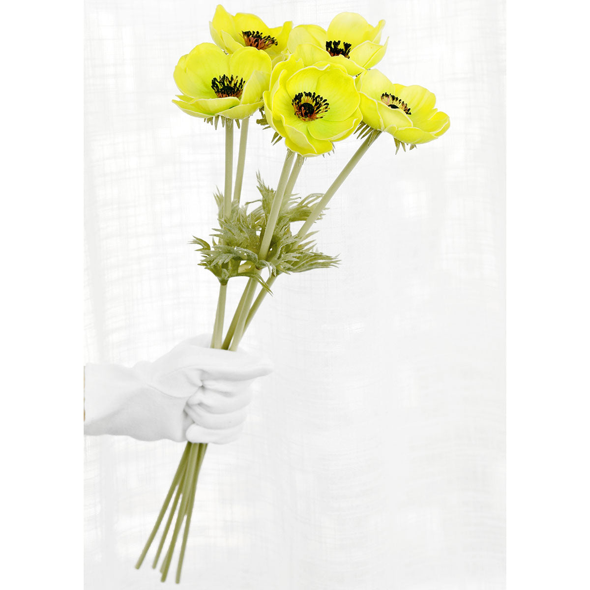 5 Long Stems (Bright Yellow) Anemone ‘Real Touch’ Artificial Flower