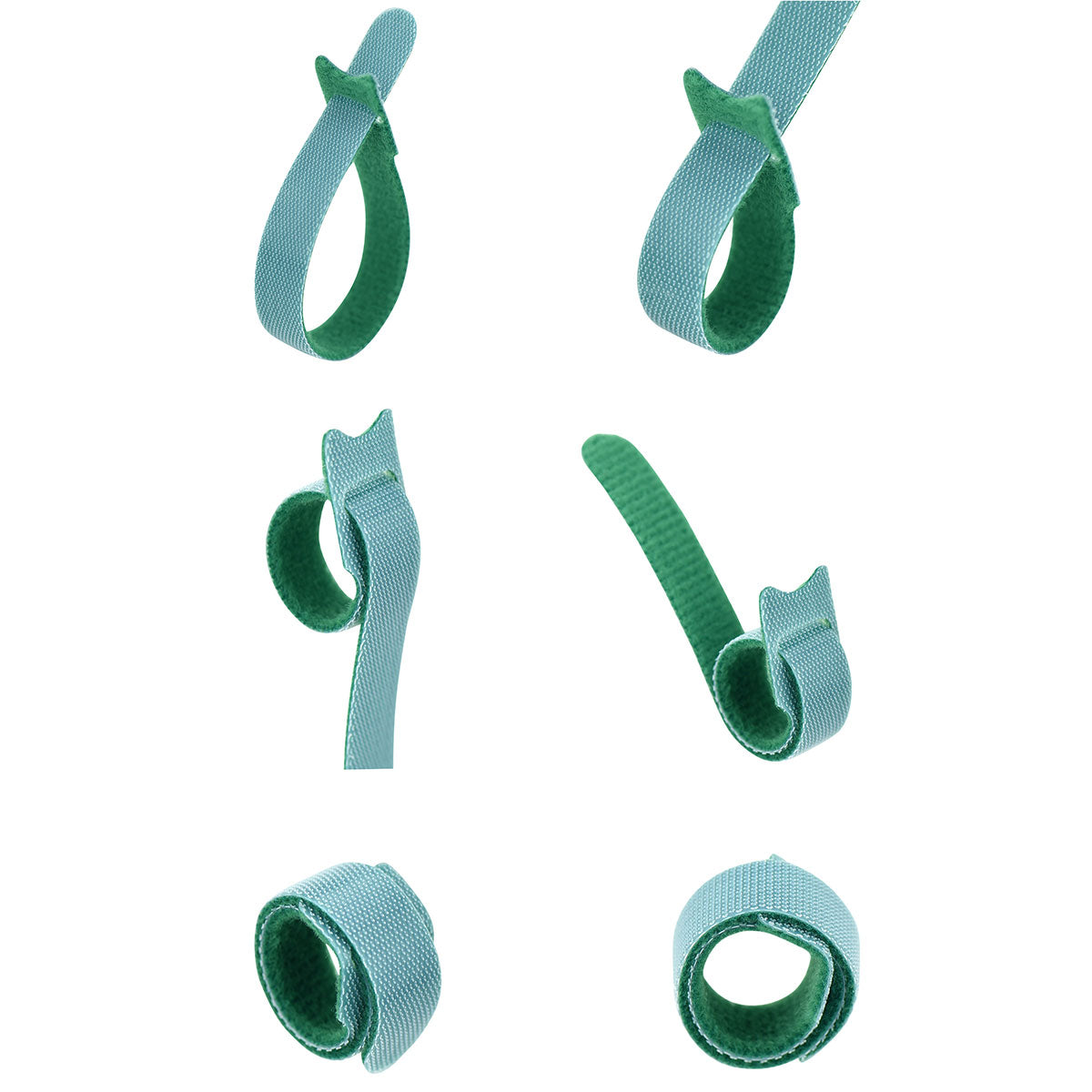 Green Hook and Loop Cable Ties 50 Pieces
