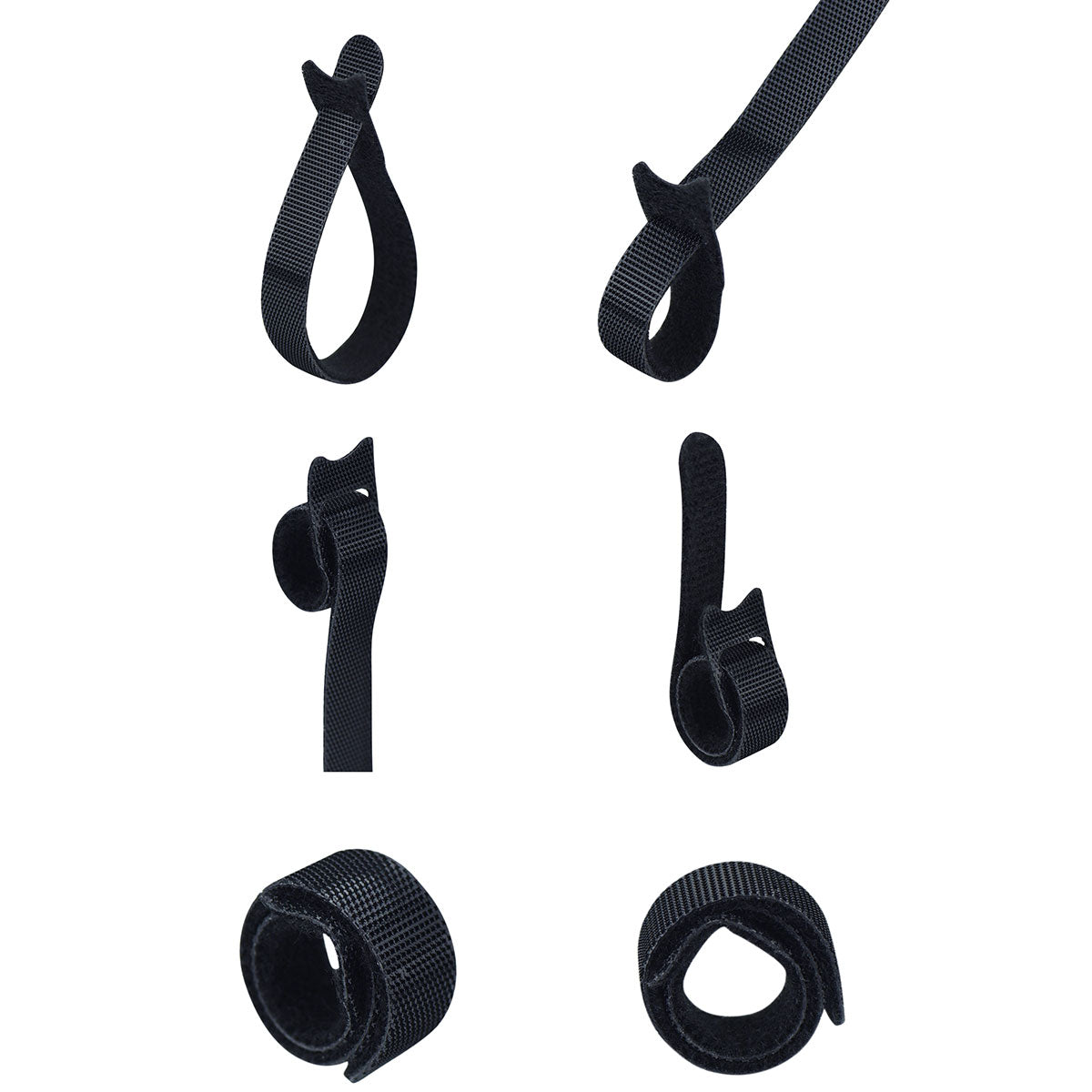 Black Hook and Loop Cable Ties 50 Pieces