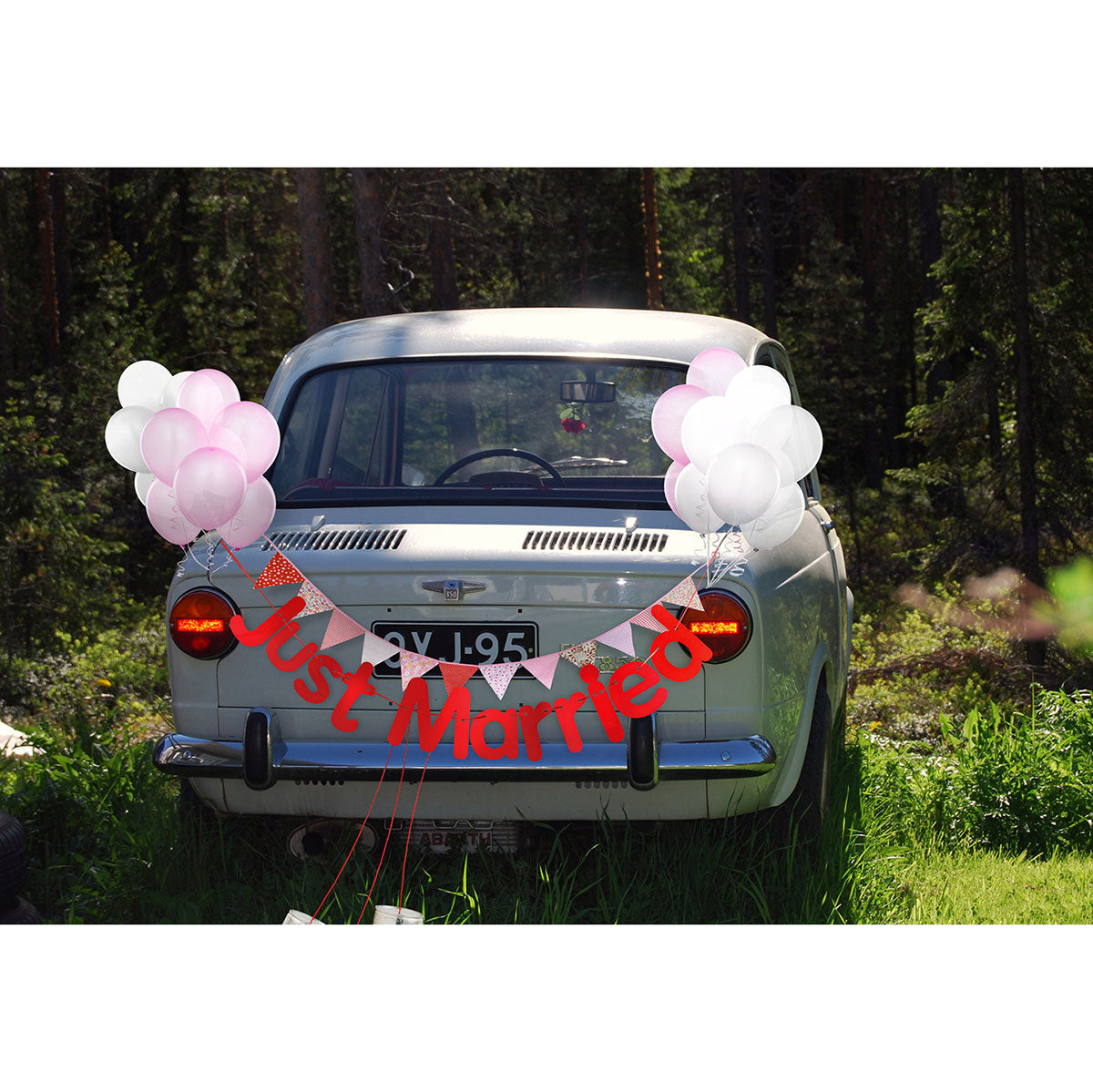 Red 'Just Married' Wedding Banner