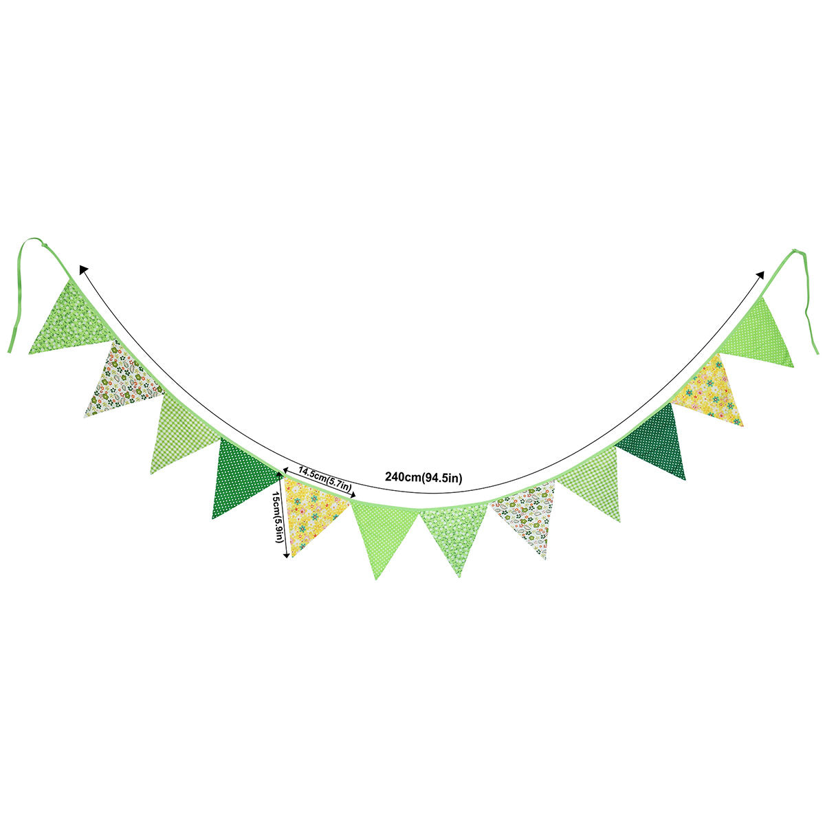 2 Green Cotton Pennant Banners