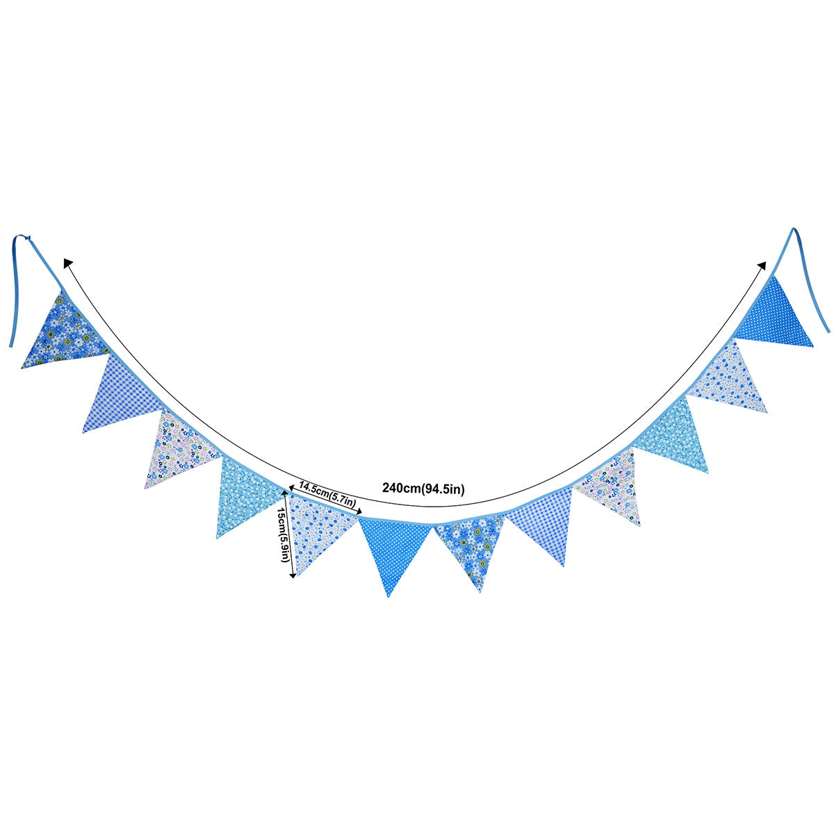 2 Blue Cotton Pennant Banners