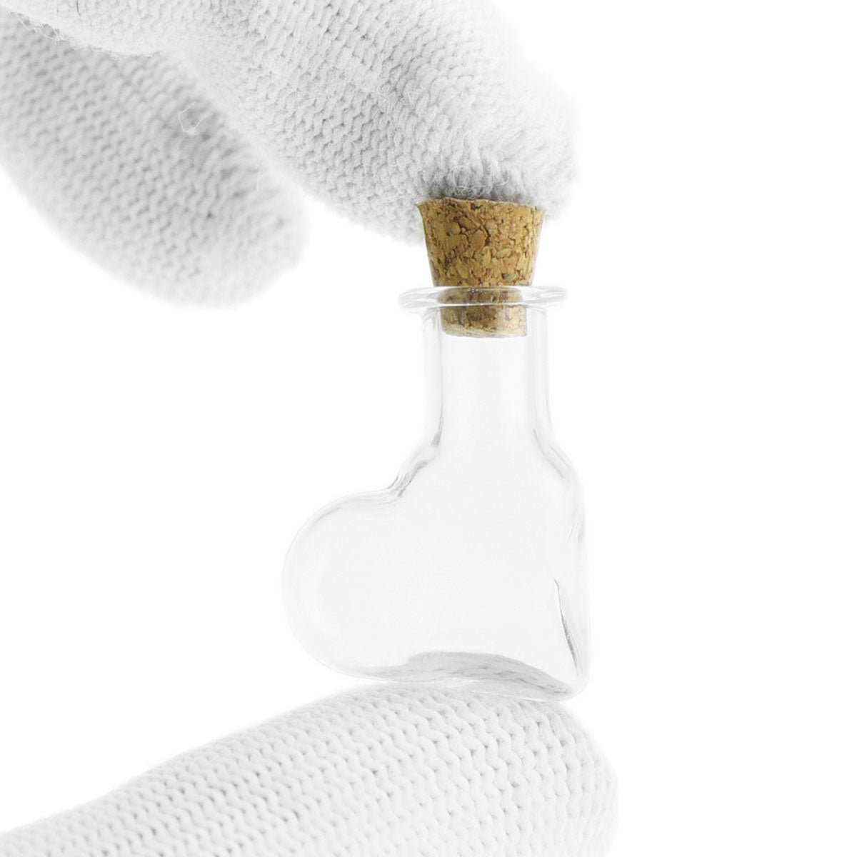 20 Pcs Mini Transparent Glass Bottles with Corks (Oblique Heart)