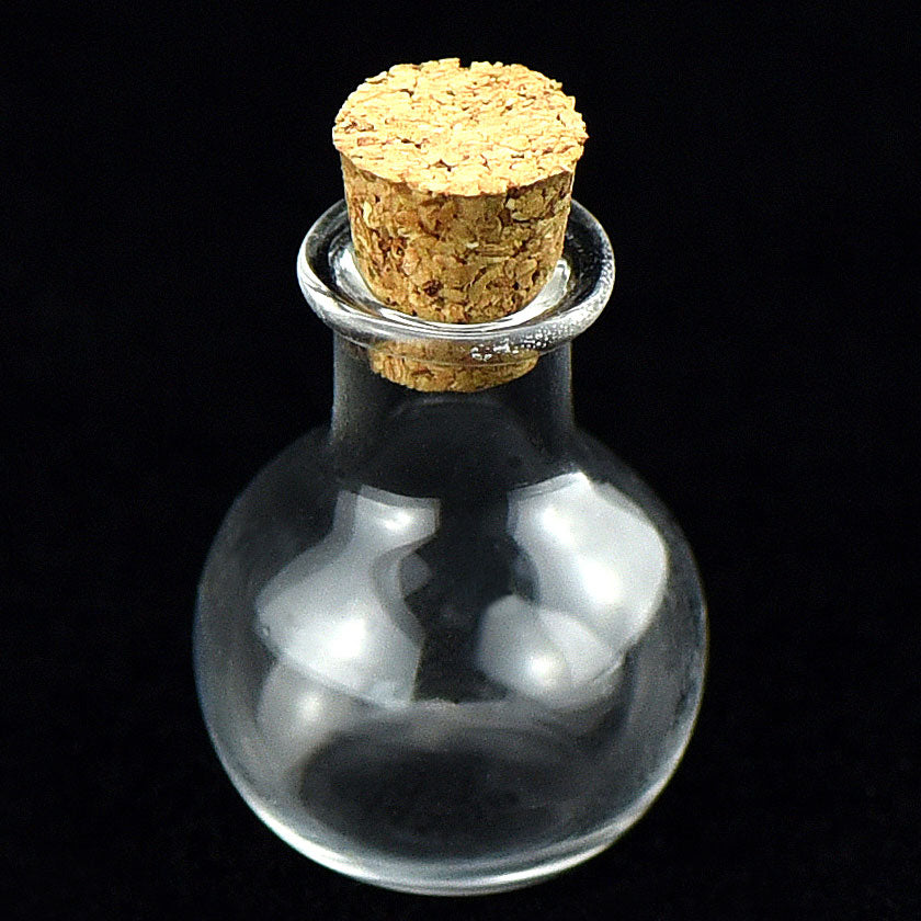 20 Pcs Mini Transparent Glass Bottles with Corks (Sphere 1)