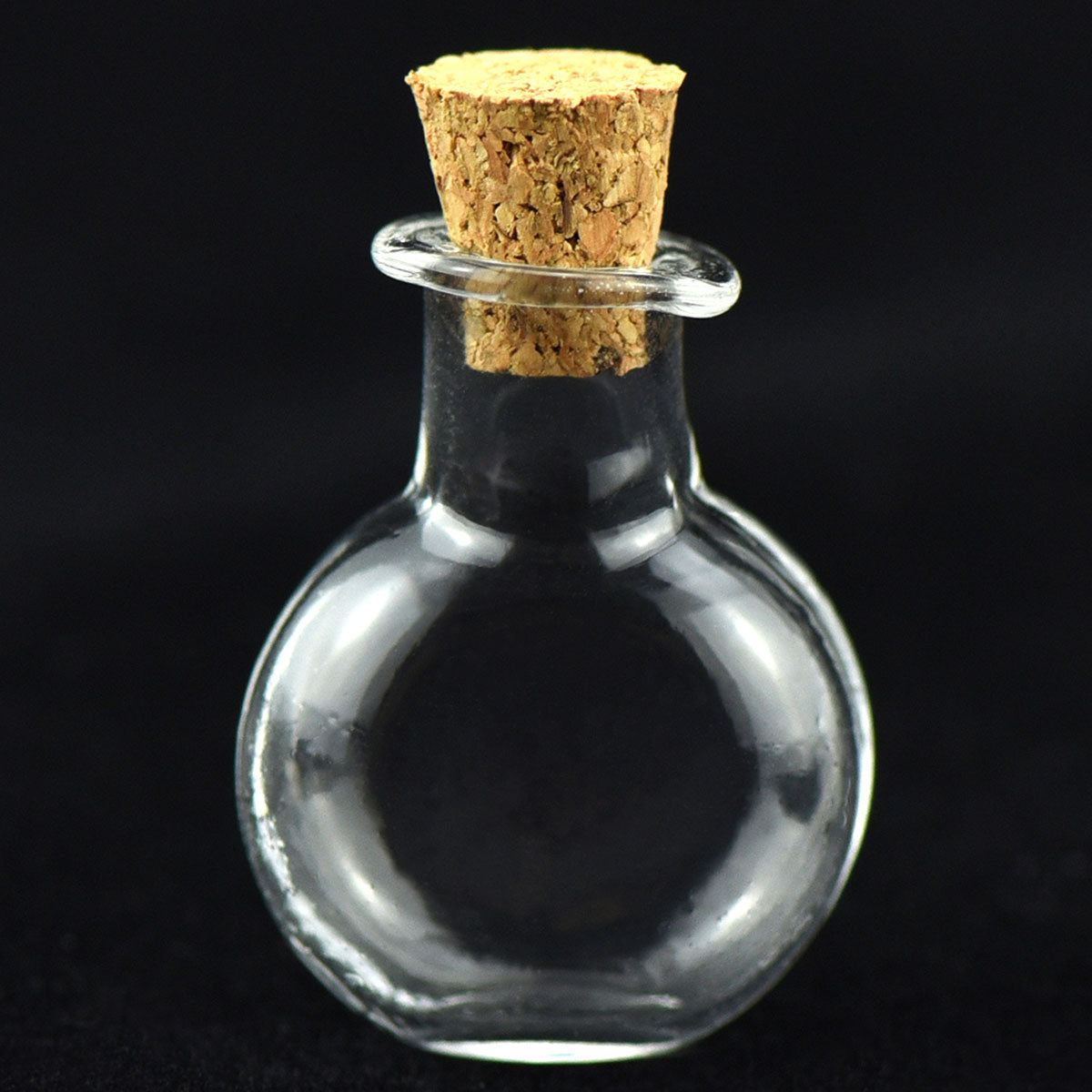 20 Pcs Mini Transparent Glass Bottles with Corks (Flat Round)