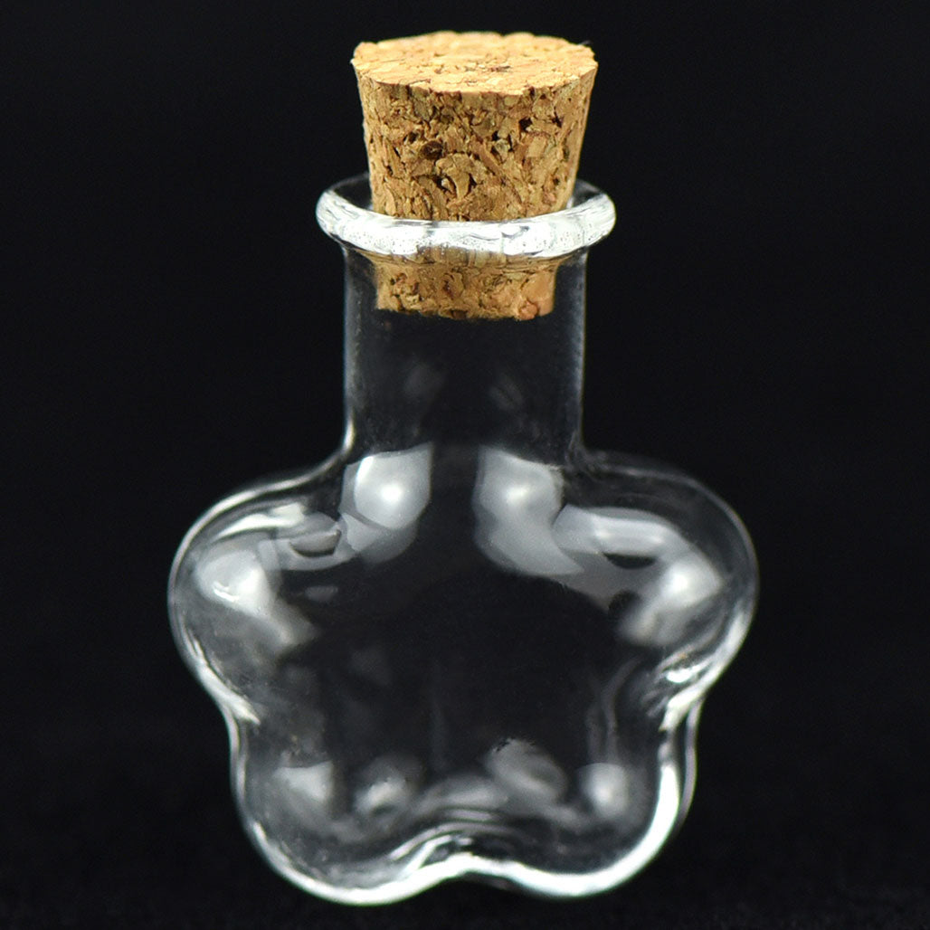 20 Pcs Mini Transparent Glass Bottles with Corks (Flower)