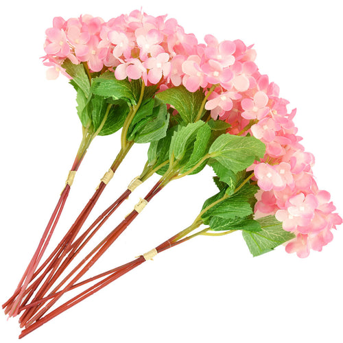 FiveSeasonStuff 15 Stems of 32cm (12.6'') Mini Artificial Hydrangea Flowers(Pink), Bouquet, Floral Arrangement, Perfect for Wedding, Bridal, Party, Home, Shop, Office Décor, DIY Floral Arrangement Decoration