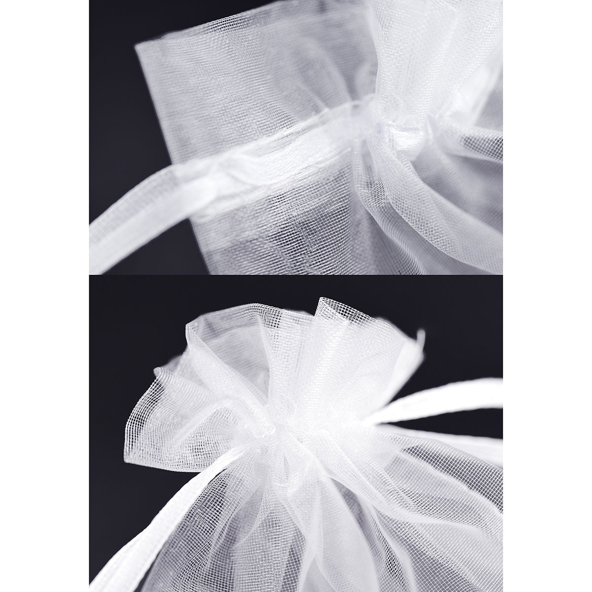 White Organza Bags with Ribbon Drawstring (Medium) 100 Pcs/Pack