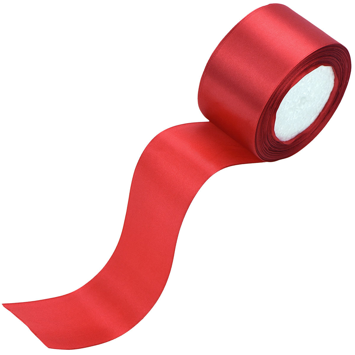 50mm Red Single Sided Satin Ribbon