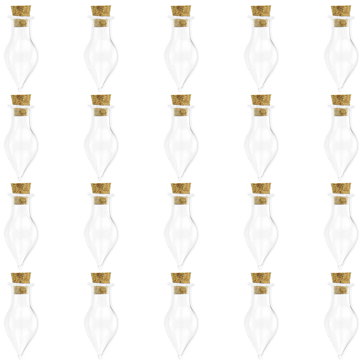 20 Pcs Mini Transparent Glass Bottles with Corks (Unicuspid Bottle)