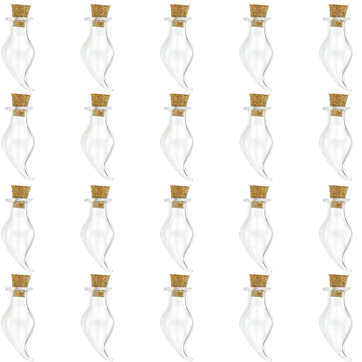 20 Pcs Mini Transparent Glass Bottles with Corks (Water Drop)