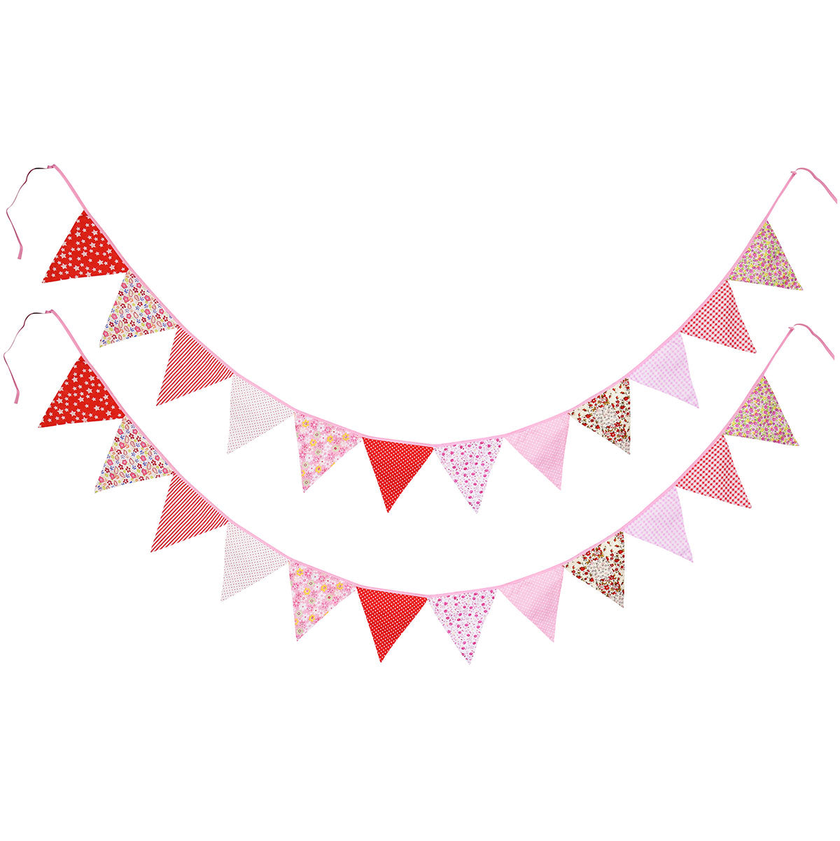 2 Pink Cotton Pennant Banners