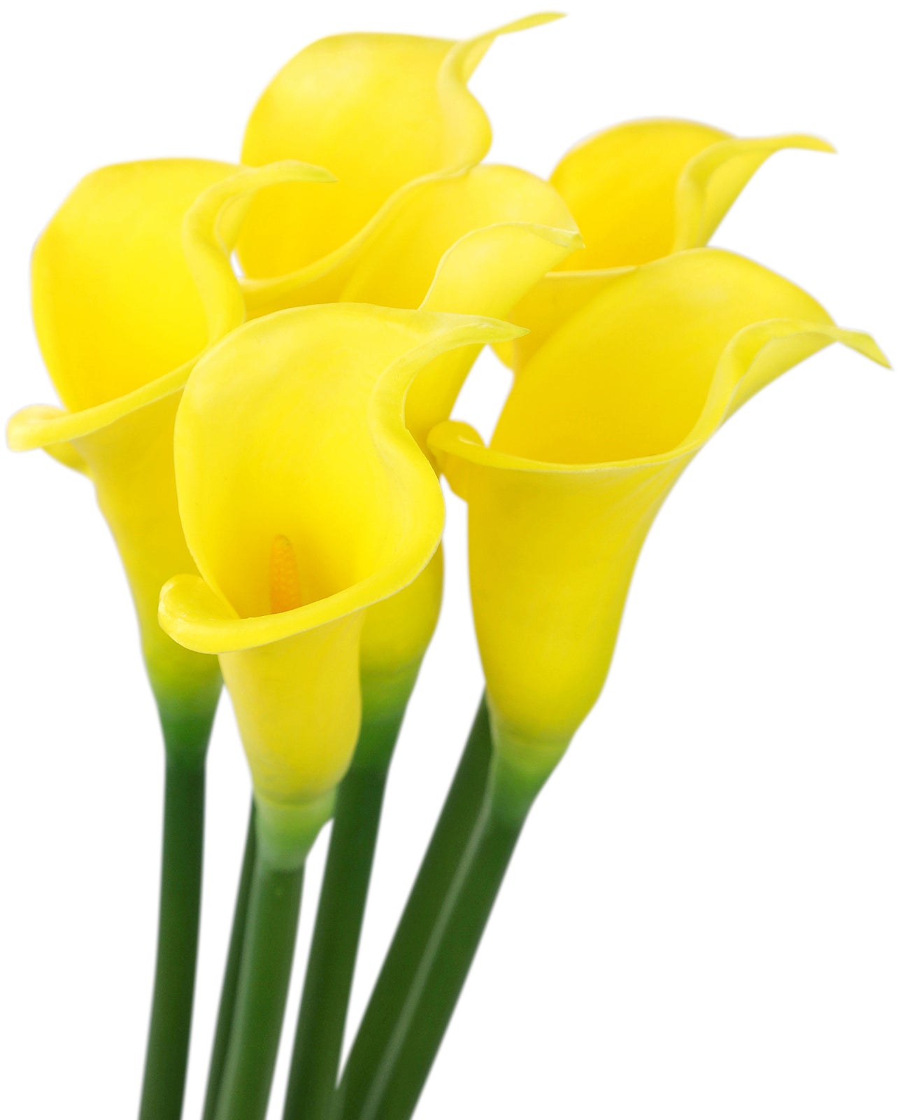 Bright Yellow Real Touch Large Size Calla Lilies Artificial Flower Bouquet 6 Stems