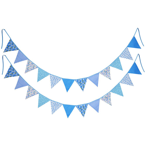2 Blue Cotton Pennant Banners