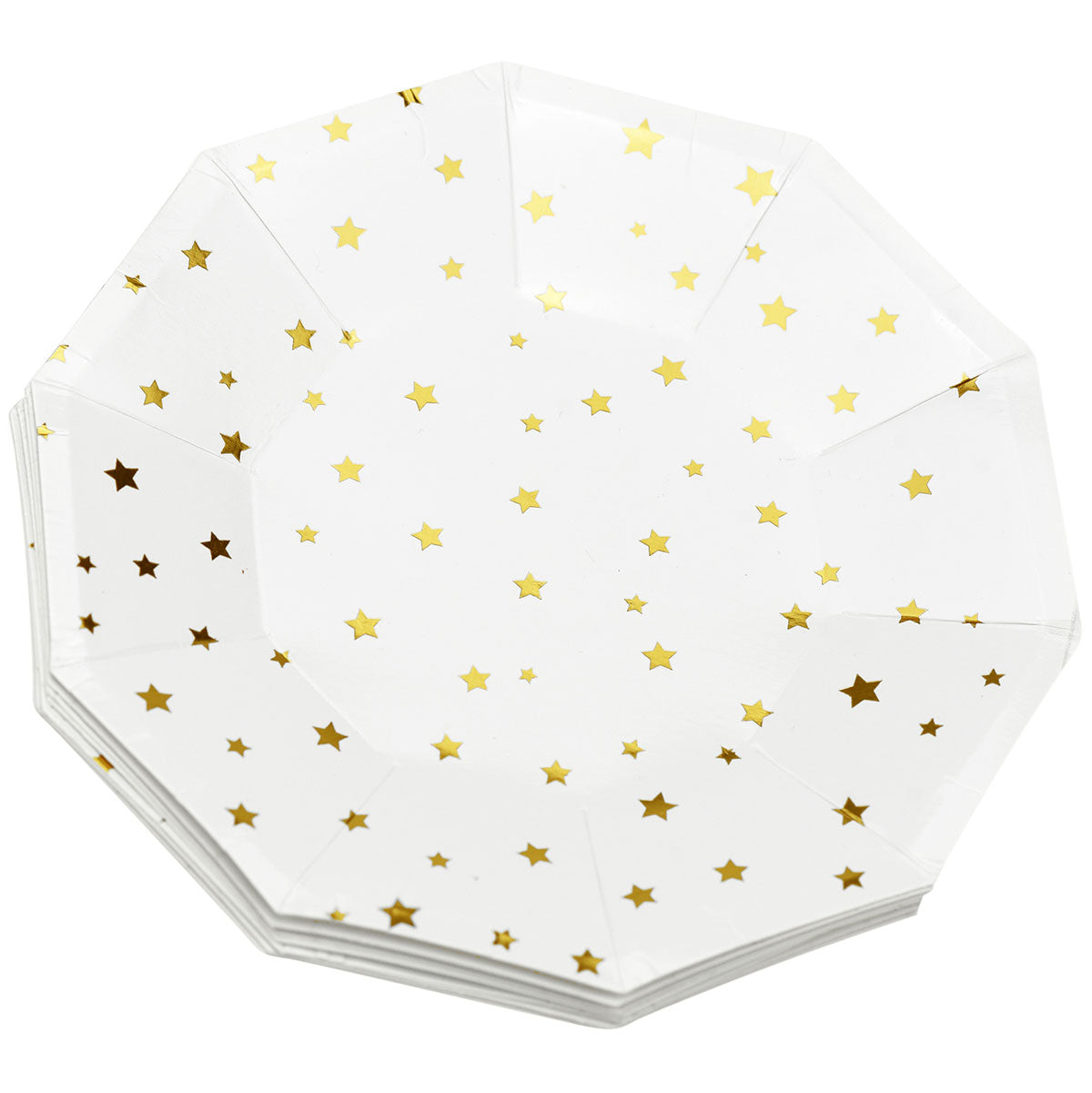 Gold Stars White Party Paper Plates (Small) 24 Pieces
