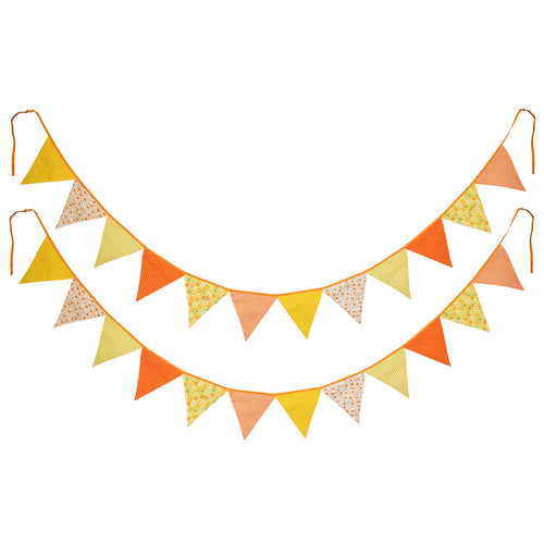 2 Orange Cotton Pennant Banners