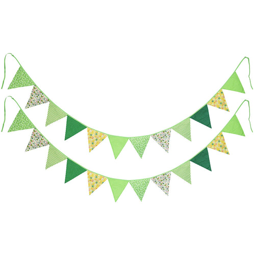 2 Green Cotton Pennant Banners