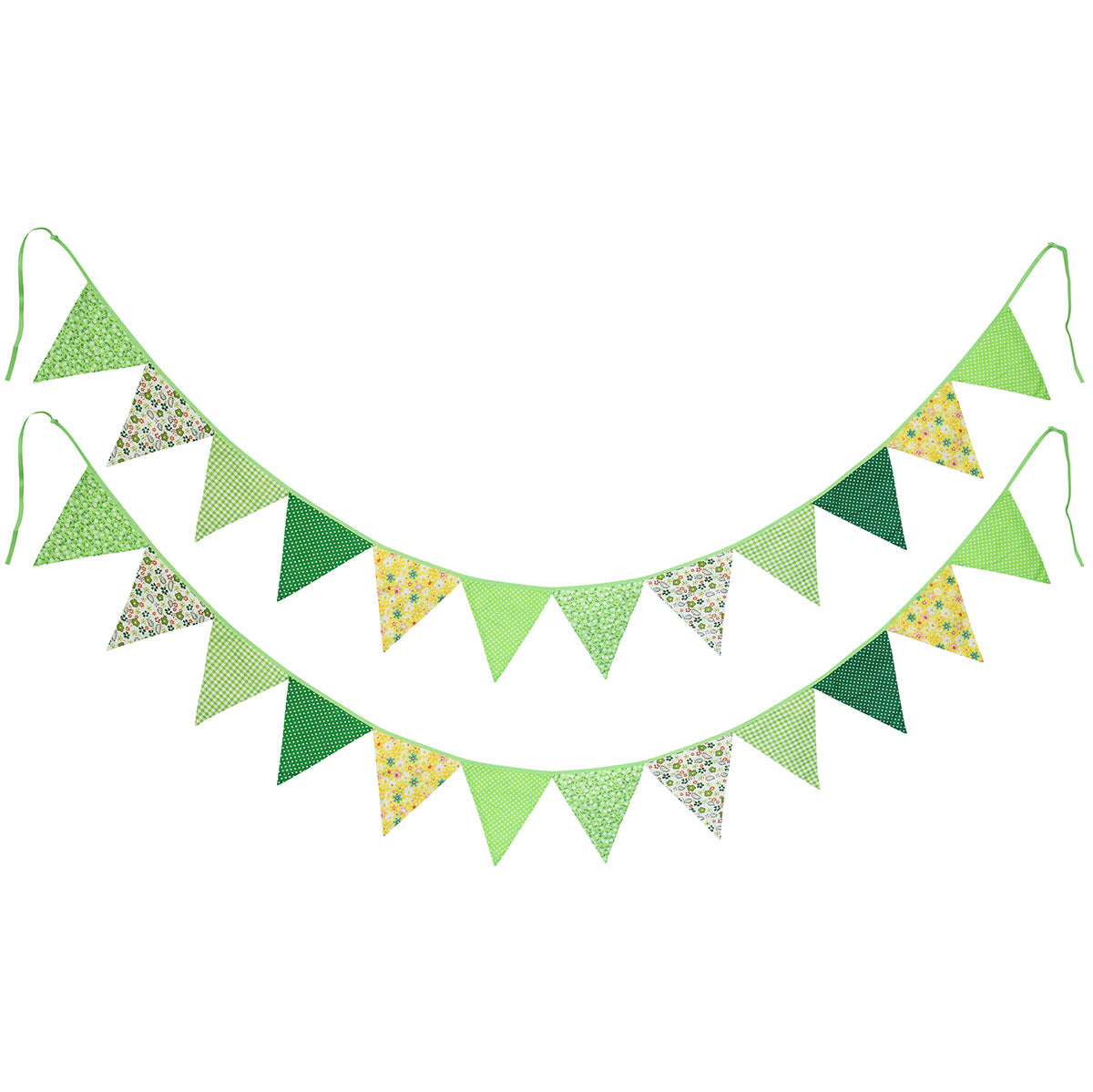2 Green Cotton Pennant Banners
