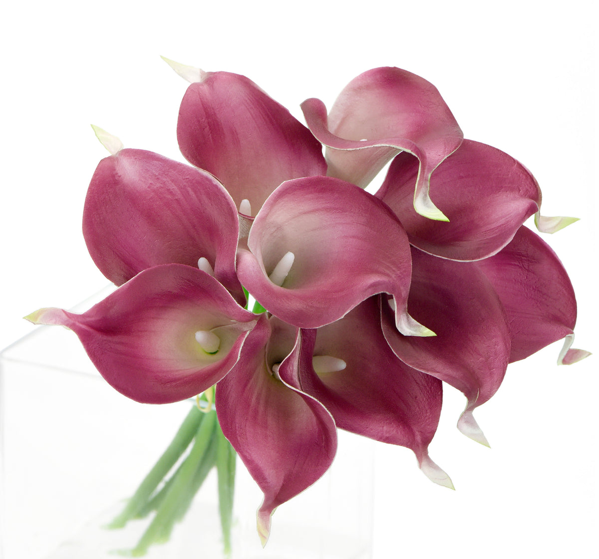 Dark Magenta Real Touch Calla Lilies Artificial Flower Bouquet 10 Stem ...