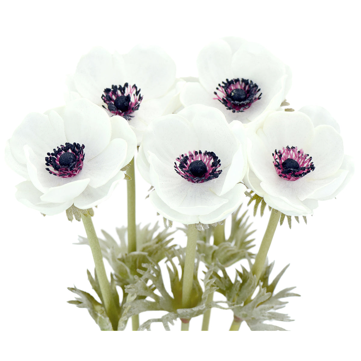 5 Long Stems (White) Anemone ‘Real Touch’ Artificial Flower
