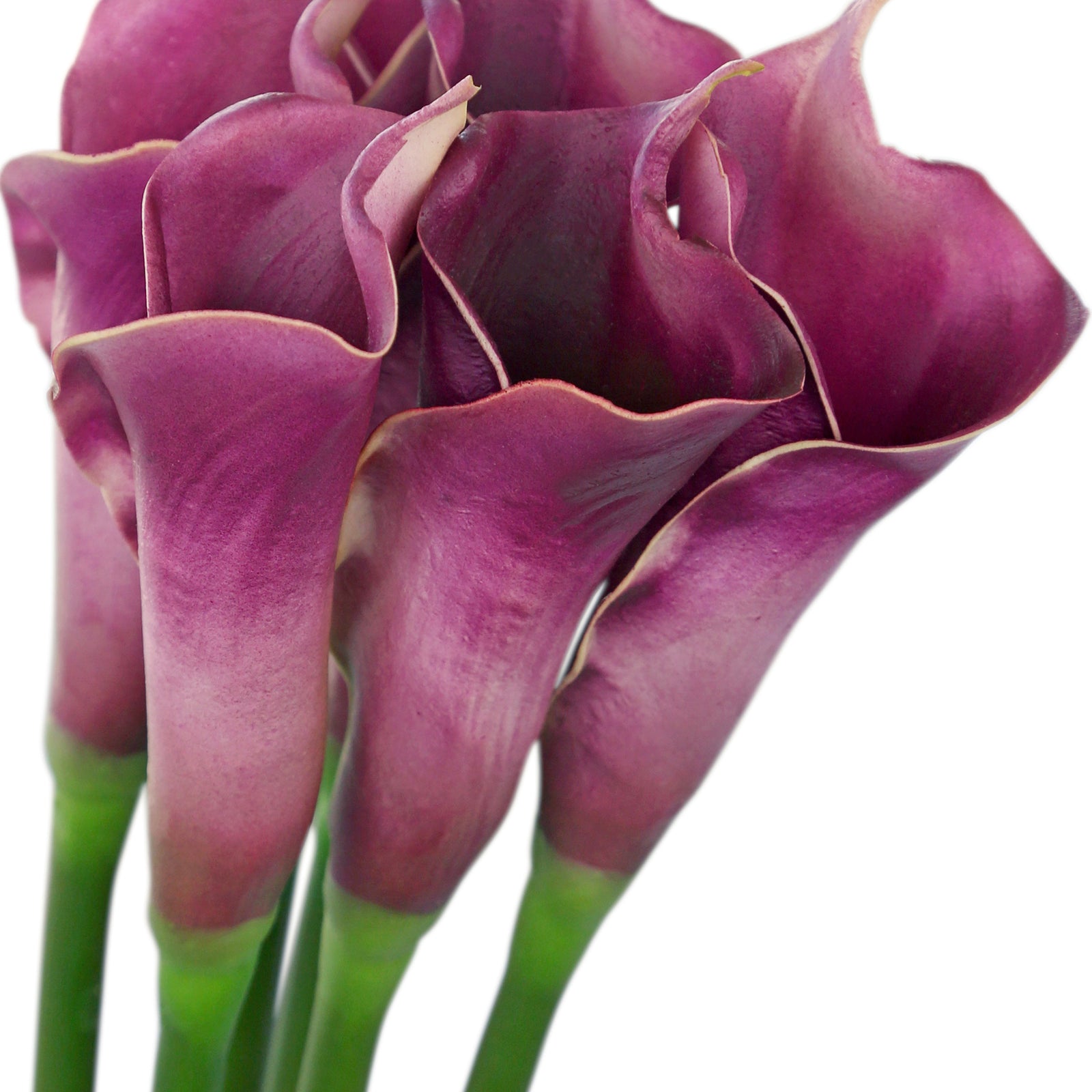 Dark Red Violet Real Touch Large Size Calla Lilies Artificial Flower Bouquet 6 Stems
