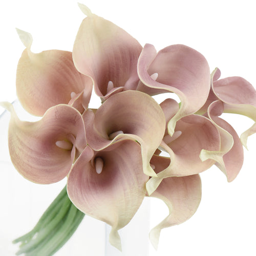 Dark Pink Real Touch Calla Lilies Artificial Flower Bouquet 10 Stems