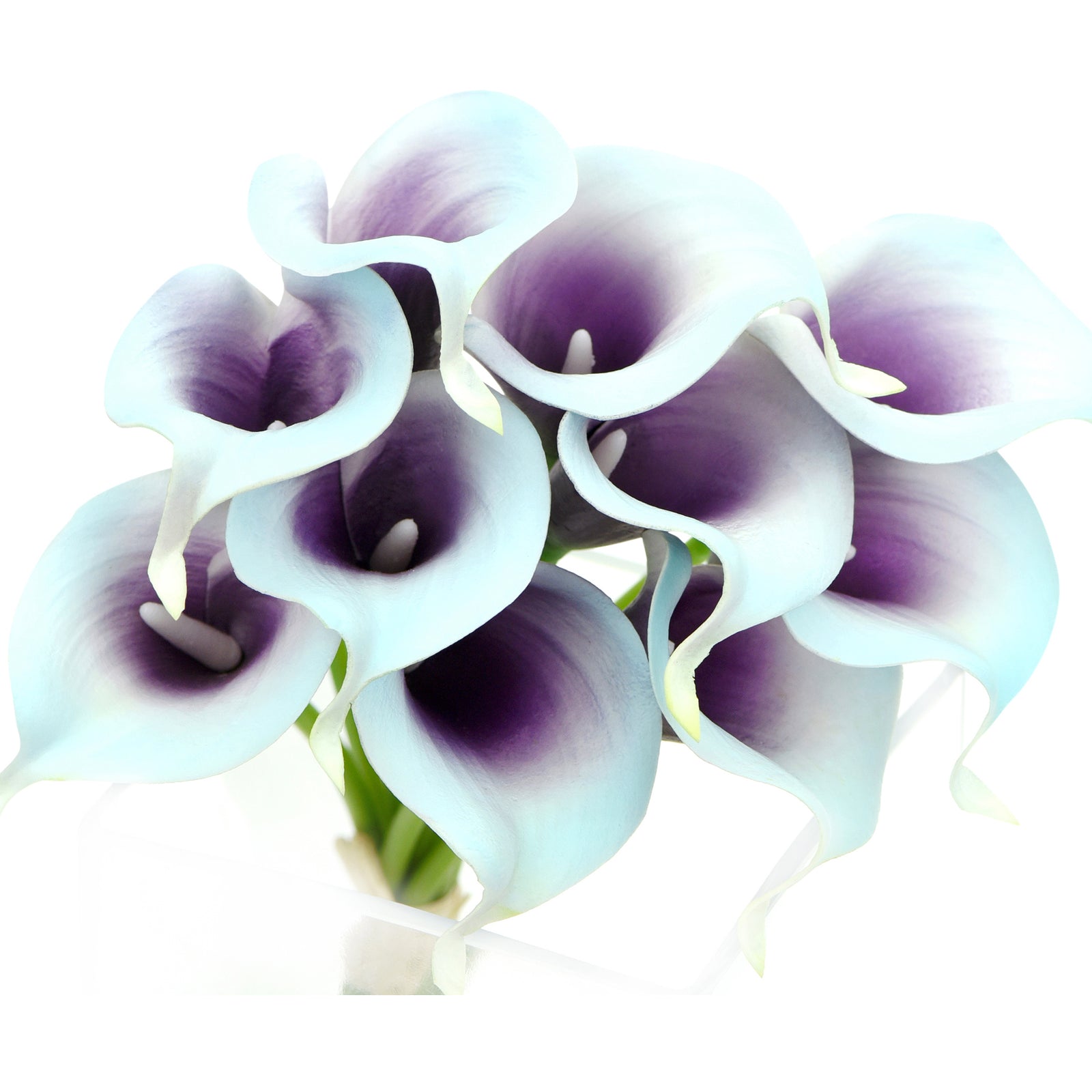 Real Touch Calla Lilies Artificial Flower Bouquet 10 Stems (Arctic Blue & Purple)