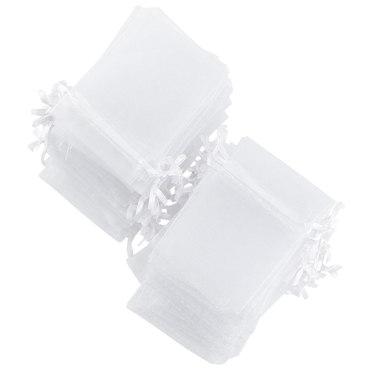 White Organza Bags with Ribbon Drawstring (Small) 100 Pcs/Pack