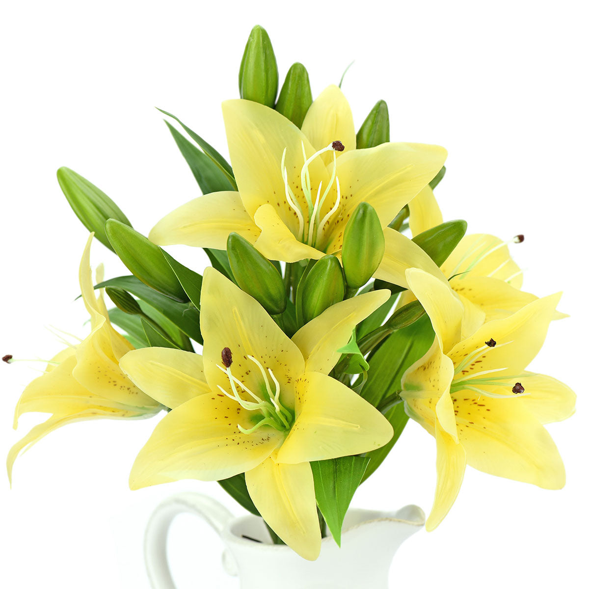Real Touch Yellow Lilies Artificial Flower Bouquet 5 Stems