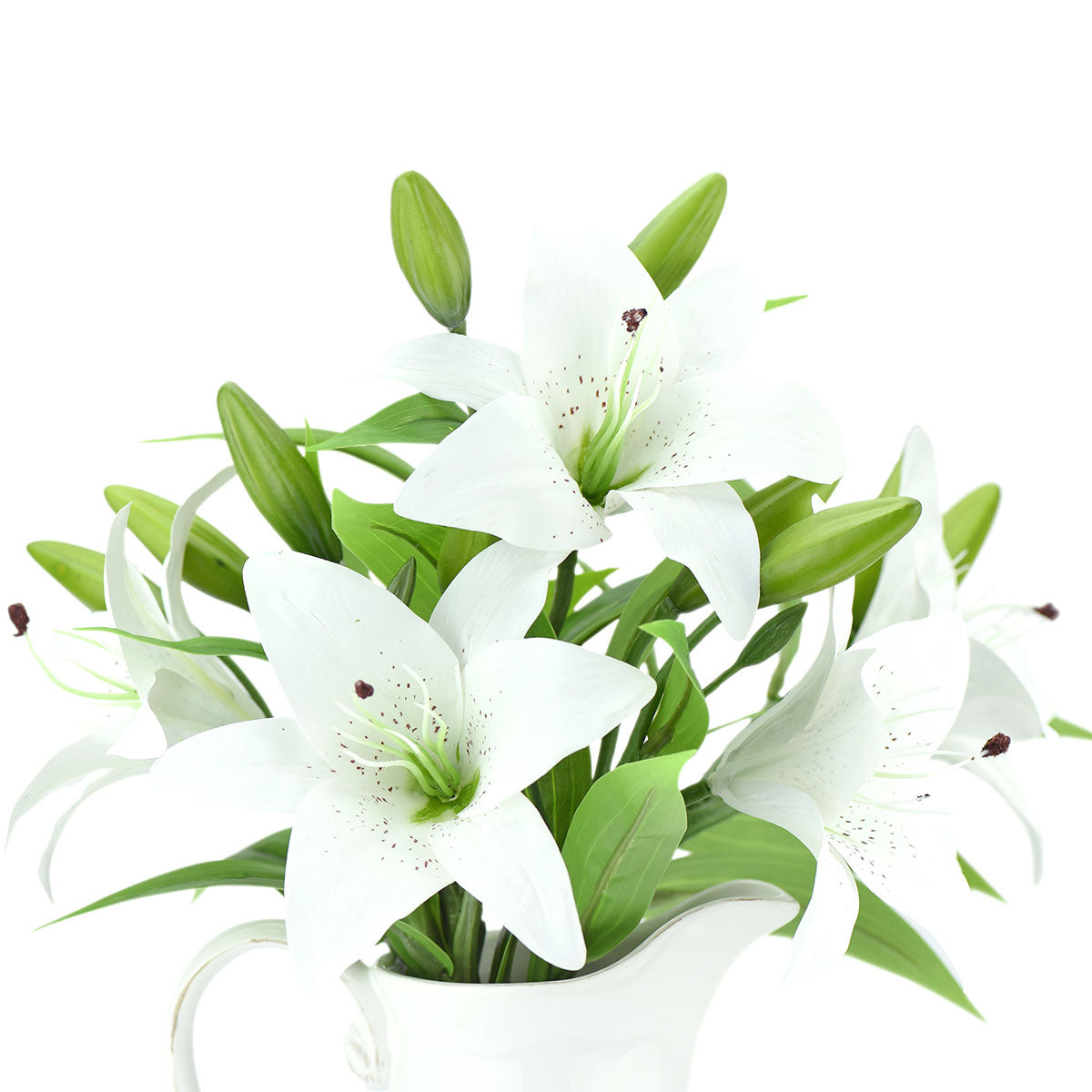 Real Touch White Lilies Artificial Flower Bouquet 5 Stems