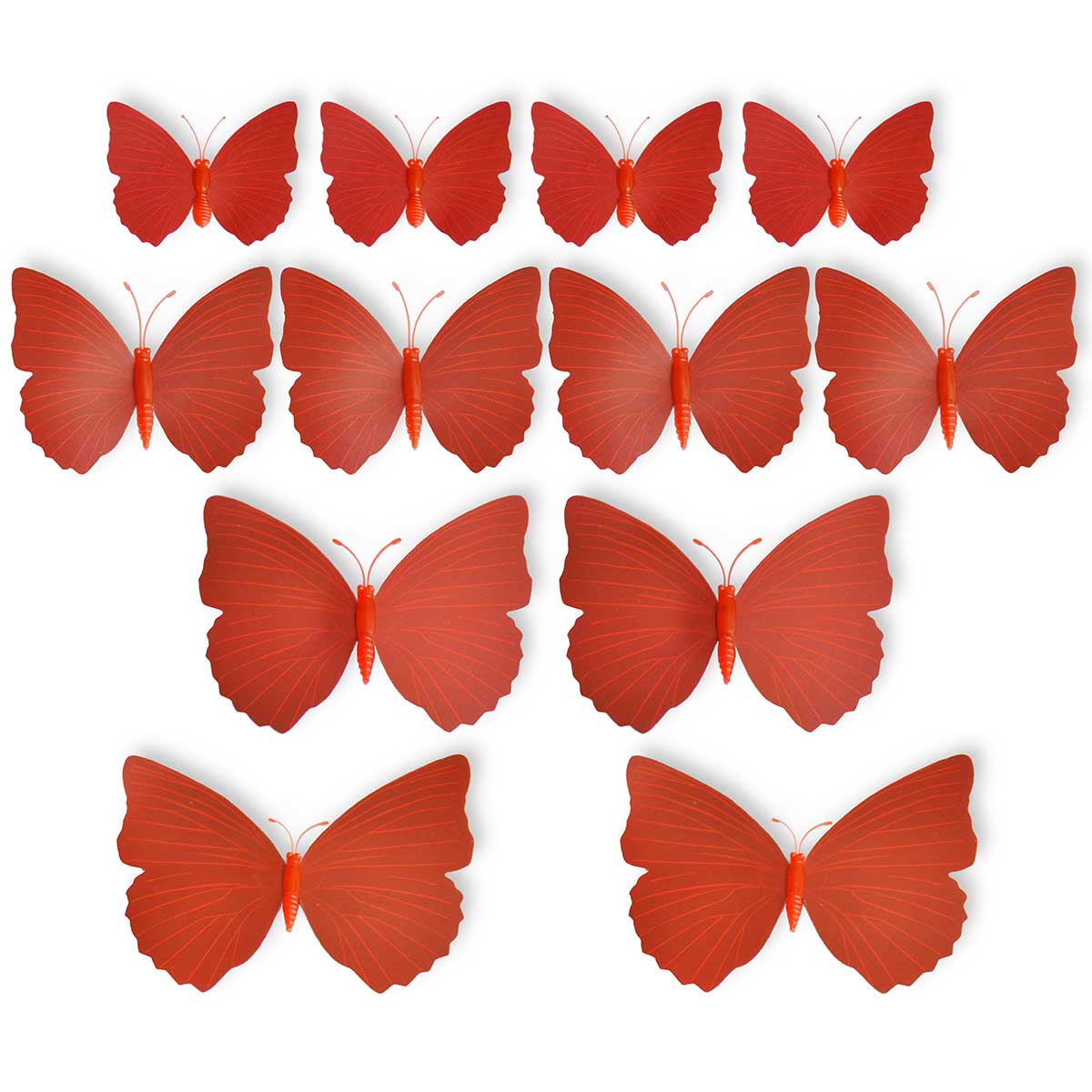 Red Butterflies Decorations with Magnet  24 Pieces