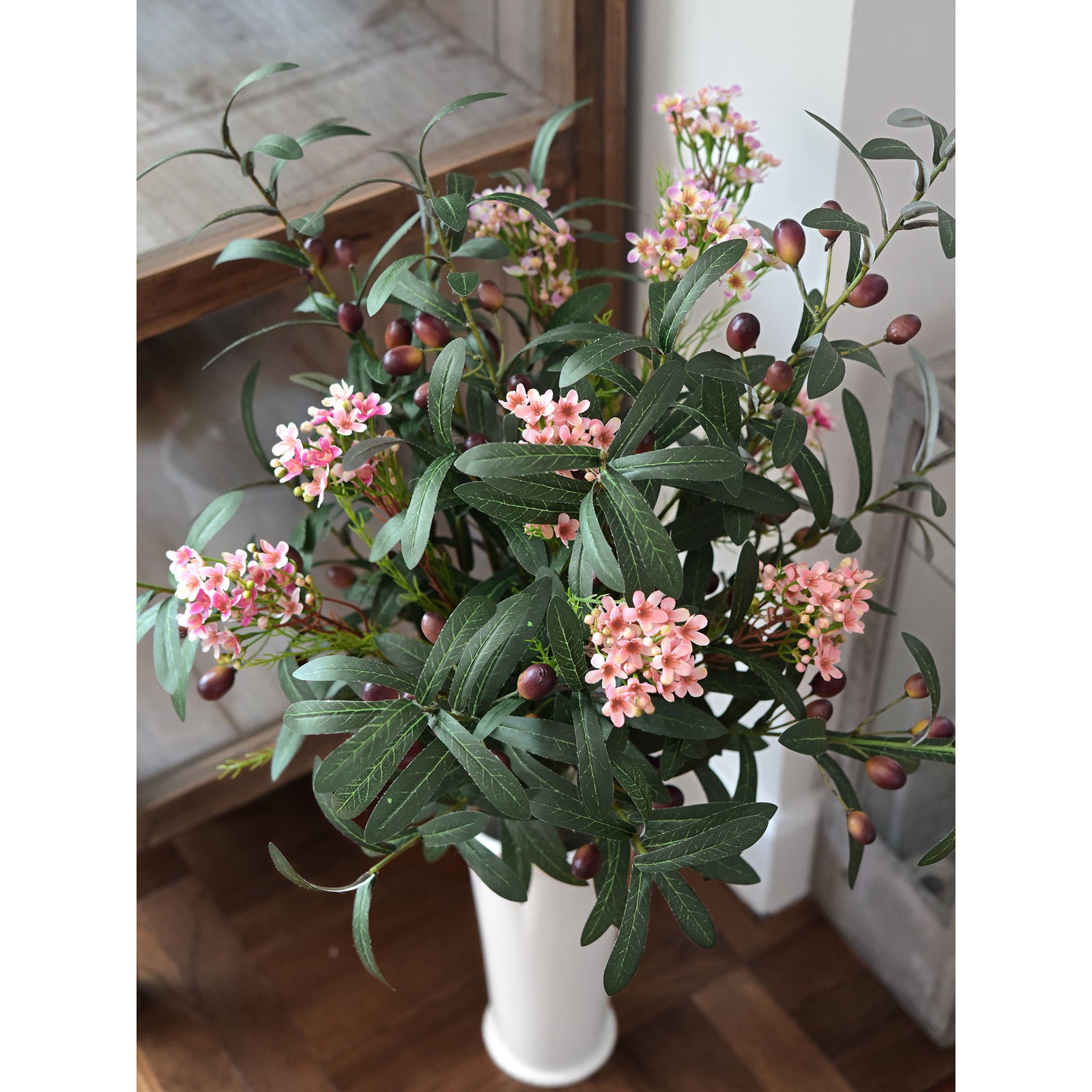 6 Stems Artificial Olive Leaves and Branches with Olives Greenery Floral Arrangement 31 inches (78cm)