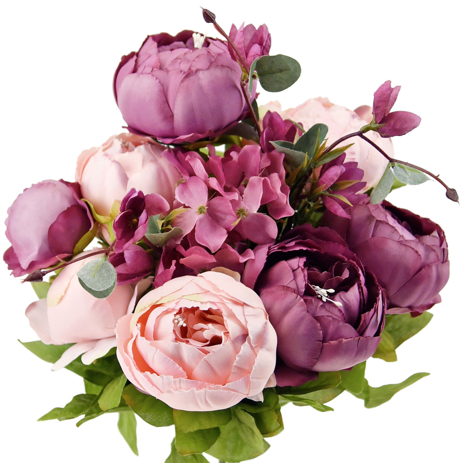FiveSeasonStuff (Dusty Purple)Silk Peonies Artificial Flower Bouquet