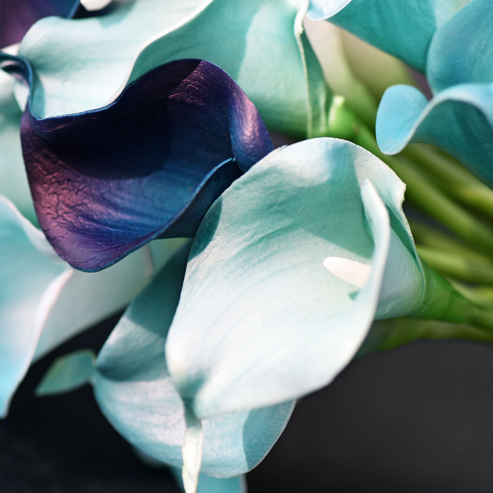 FiveSeasonStuff 15 Stems Real Touch (Posh Blue Mix) Calla Lilies Artificial Flower Bouquet, Wedding, Bridal, Party, Home Décor DIY
