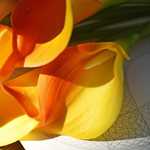 FiveSeasonStuff 15 Stems Real Touch (Rainbow Trio) Calla Lilies Artificial Flower Bouquet, Wedding, Bridal, Home Décor DIY