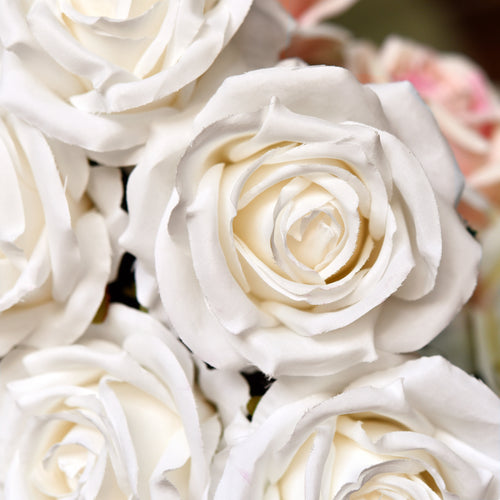 1 Bundle Full Bloom Silk Beige Roses Artificial Flowers, Home Décor, Wedding, Bridal FiveSeasonStuff