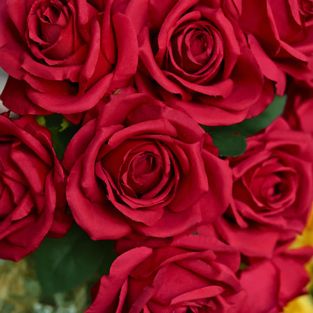 1 Bundle Full Bloom Silk Red Roses Artificial Flowers, Home Décor, Wedding, Bridal FiveSeasonStuff