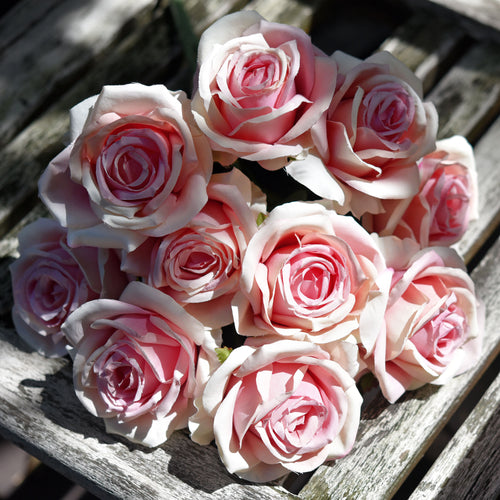 1 Bundle Full Bloom Silk Dusty Pink Roses Artificial Flowers, Home Décor, Wedding, Bridal FiveSeasonStuff