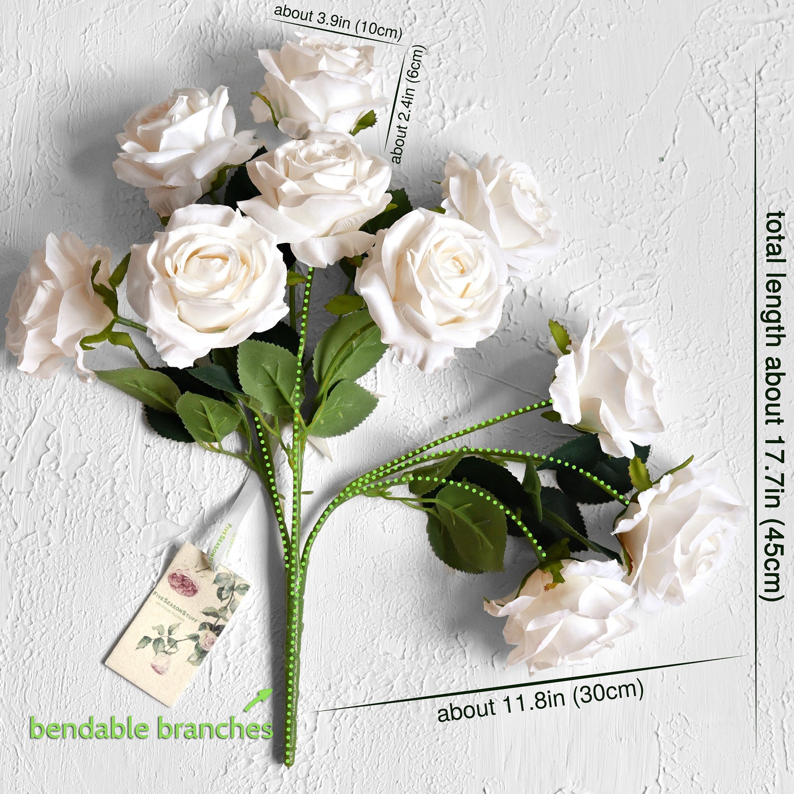 1 Bundle Full Bloom Silk Beige Roses Artificial Flowers, Home Décor, Wedding, Bridal FiveSeasonStuff