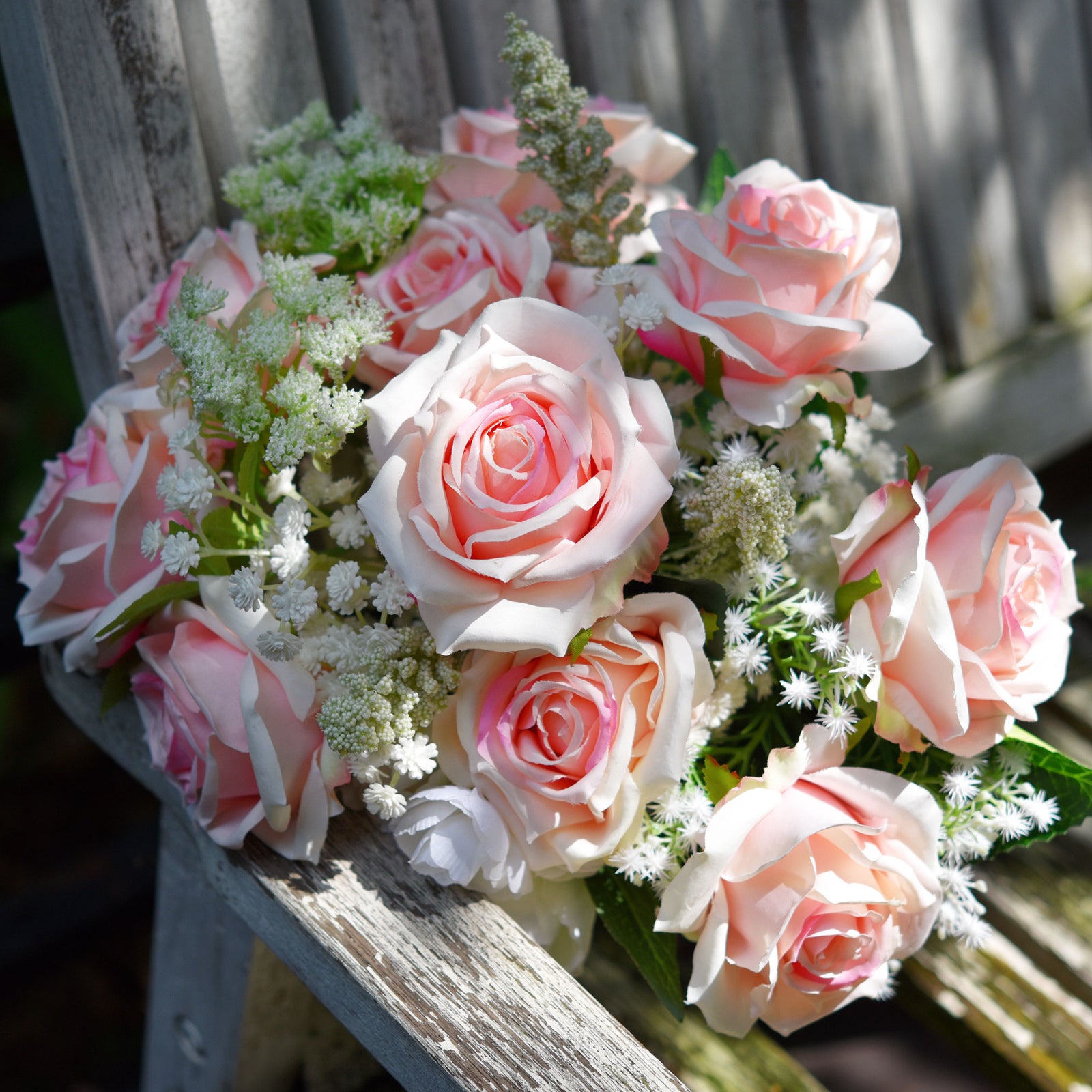 1 Bundle Full Bloom Silk Pink Roses Artificial Flowers, Home Décor, Wedding, Bridal FiveSeasonStuff