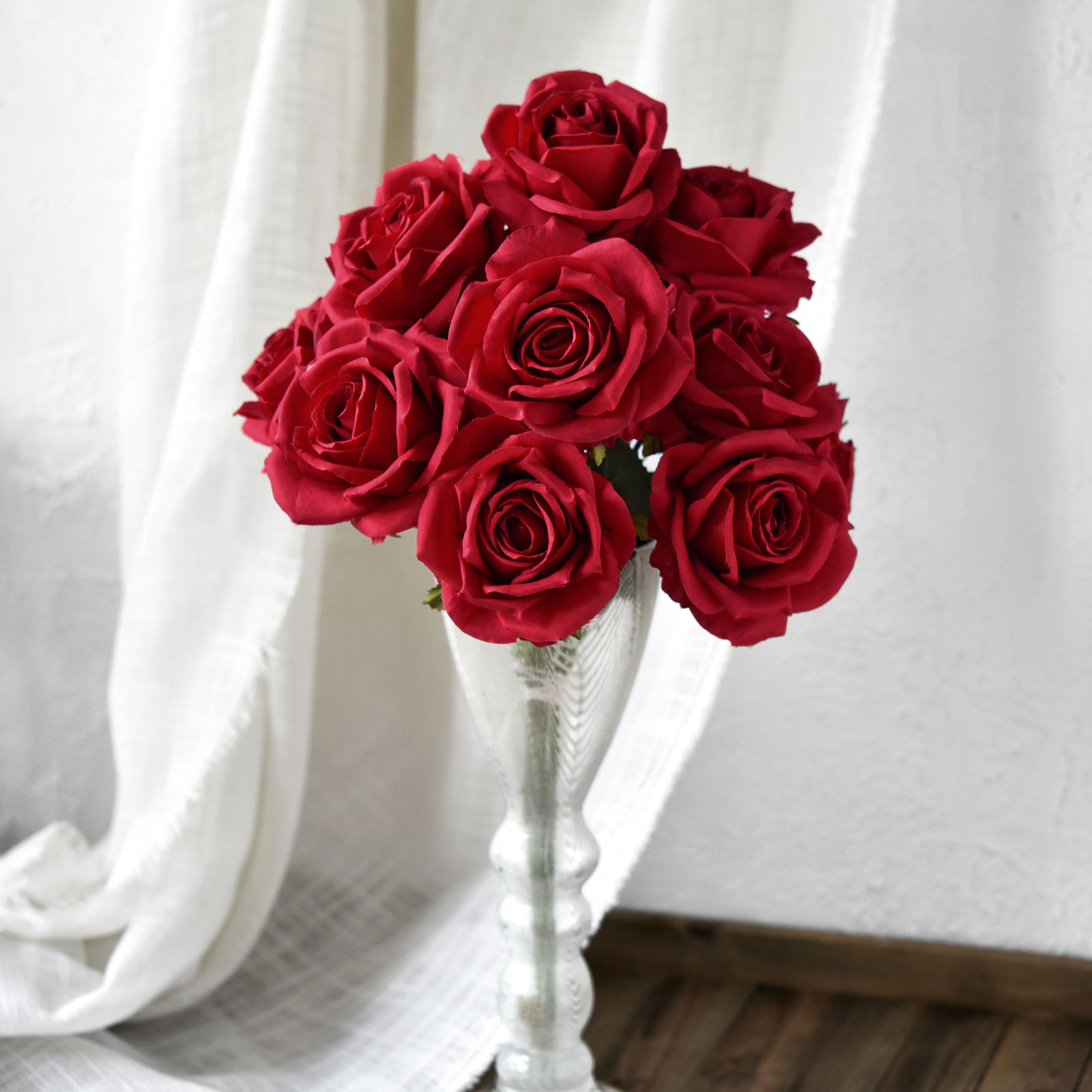 1 Bundle Full Bloom Silk Red Roses Artificial Flowers, Home Décor, Wedding, Bridal FiveSeasonStuff