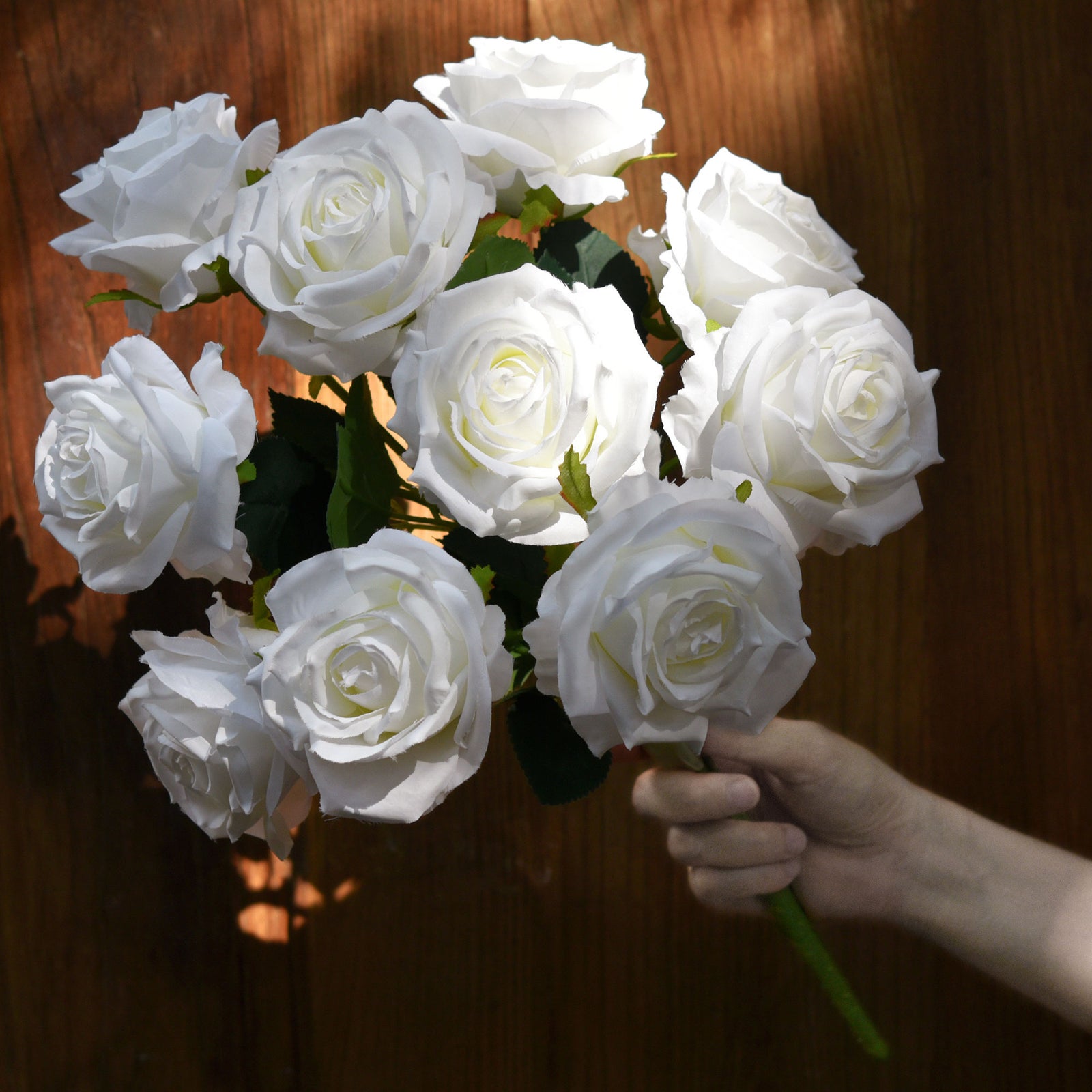 1 Bundle Full Bloom Silk White Roses Artificial Flowers, Home Décor, Wedding, Bridal