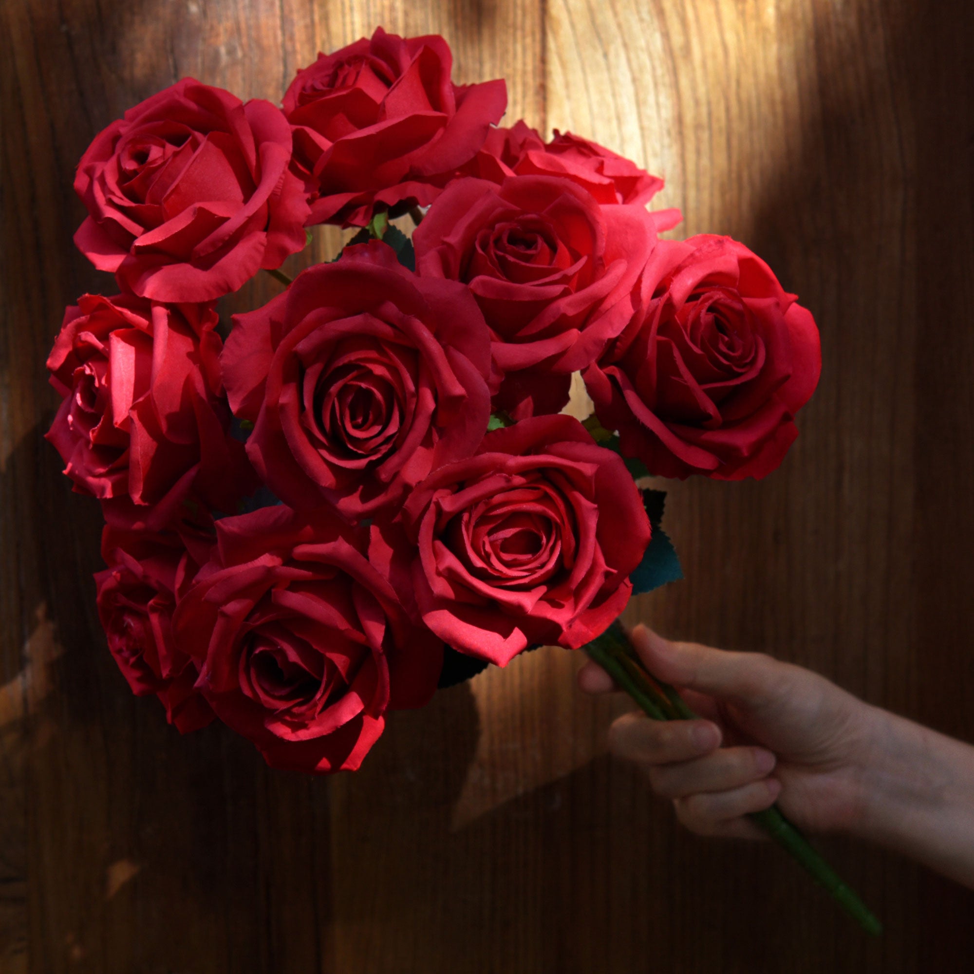 Store Premium Artificial Open Roses RED Color 30” Long and 6” Wide Silk Flowers for your wedding, home or office