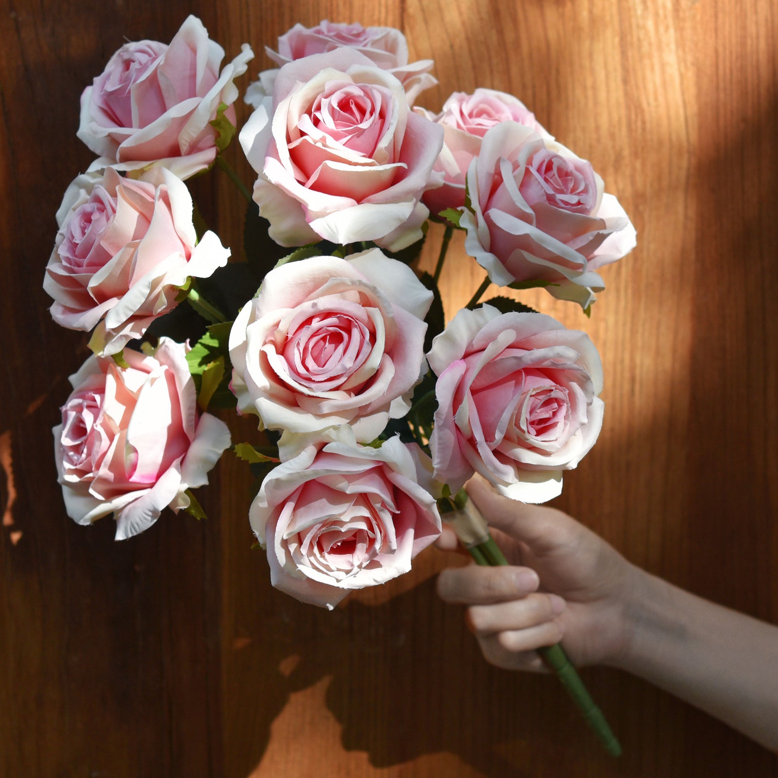 1 Bundle Full Bloom Silk Dusty Pink Roses Artificial Flowers, Home Décor, Wedding, Bridal FiveSeasonStuff