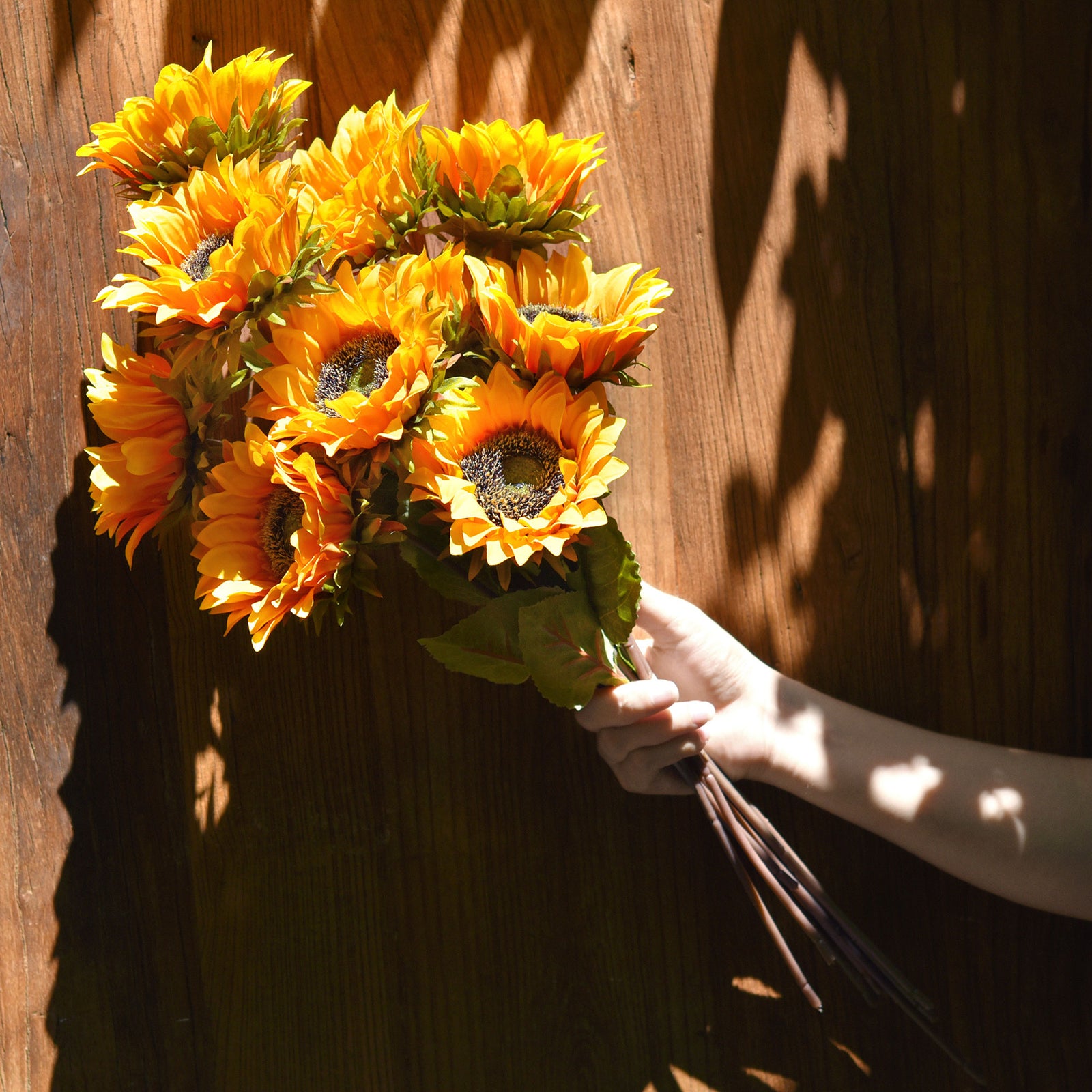 FiveSeasonStuff Artificial Sunflowers, Yellow Silk Flowers Bouquet (10 Single Stems)