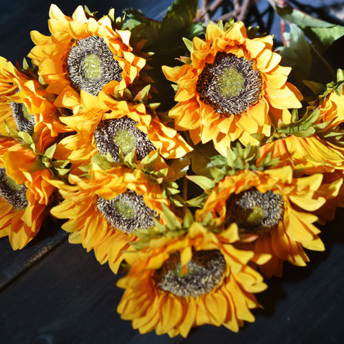 FiveSeasonStuff Artificial Sunflowers, Yellow Silk Flowers Bouquet (10 Single Stems)