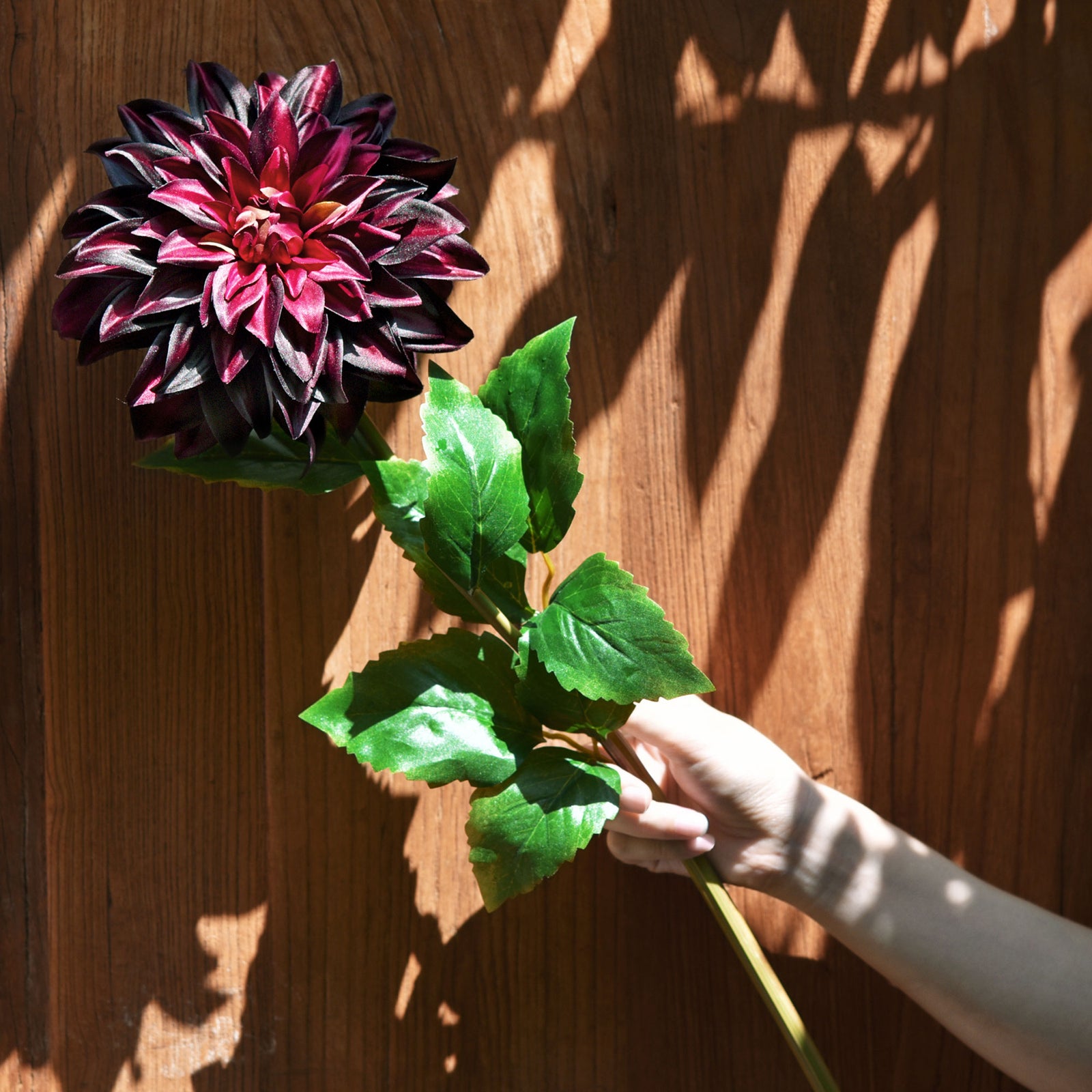 FiveSeasonStuff Artificial Flowers Dahlia Silk Flowers for Outdoors Indoors and Tall Vases (Dark Plum Purple)