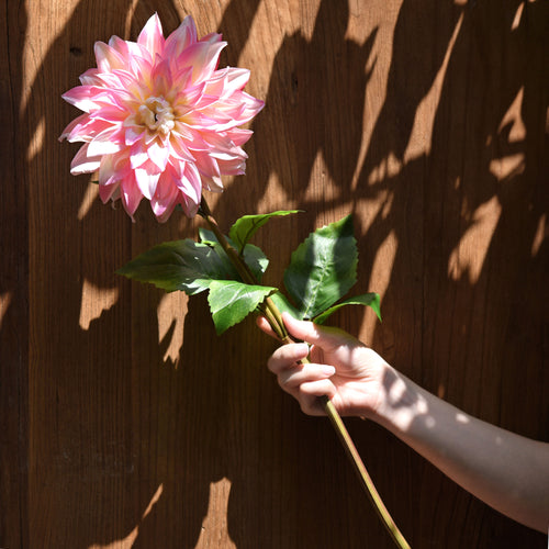 FiveSeasonStuff Artificial Flowers Dahlia Silk Flowers for Outdoors Indoors and Tall Vases (Soft Light Pink)