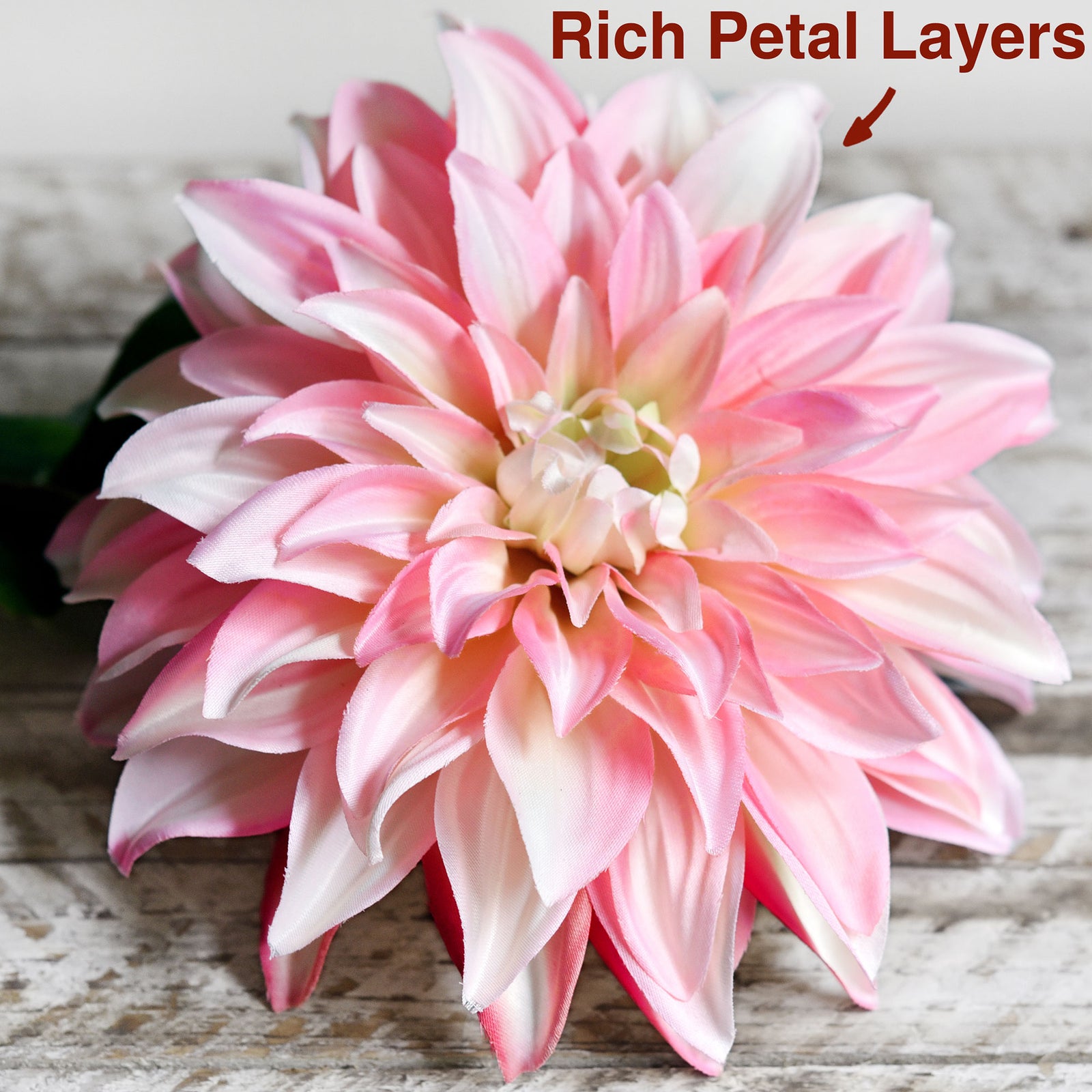 FiveSeasonStuff Artificial Flowers Dahlia Silk Flowers for Outdoors Indoors and Tall Vases (Soft Light Pink)